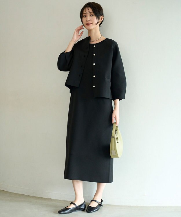 UNFILO L BEAUTY FORM KNIT スリーブレス ワンピース ブラック