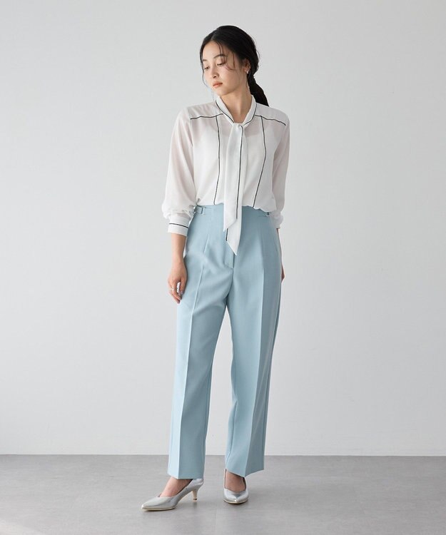 YECCA VECCA サイドベルテッドハイウエストパンツ Navy