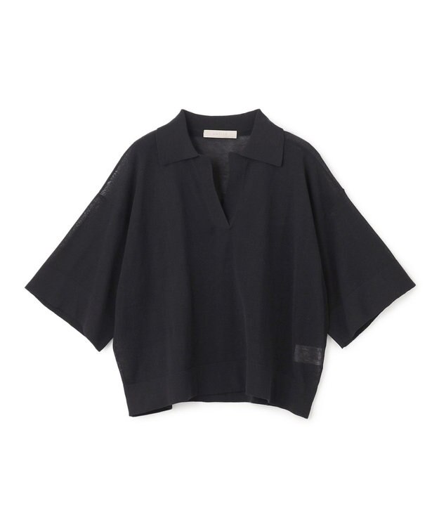 UNFILO L フロスティコットン スキッパーニット ブラック