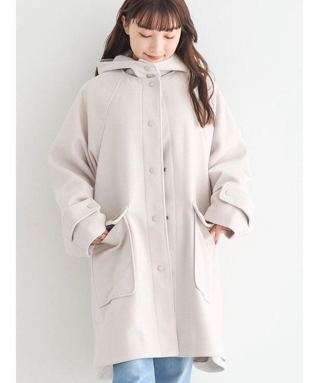 AMERICAN HOLIC 中空ＦＩＢＥＲ２ＷＡＹフード付きコート Light Gray