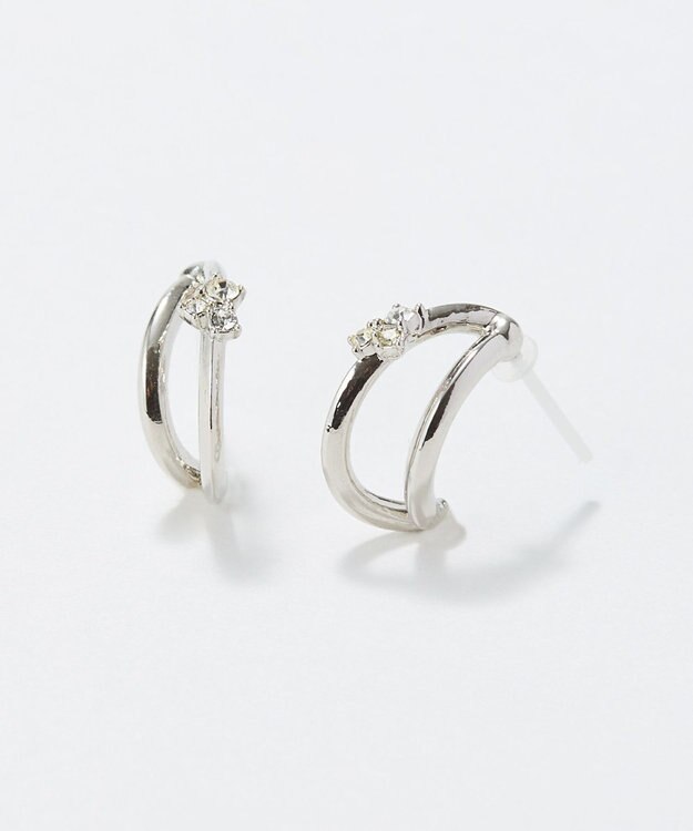 Phoebe 〈アレルギー対応〉シャイニーダブルフープセラミックピアス　シルバー シルバー