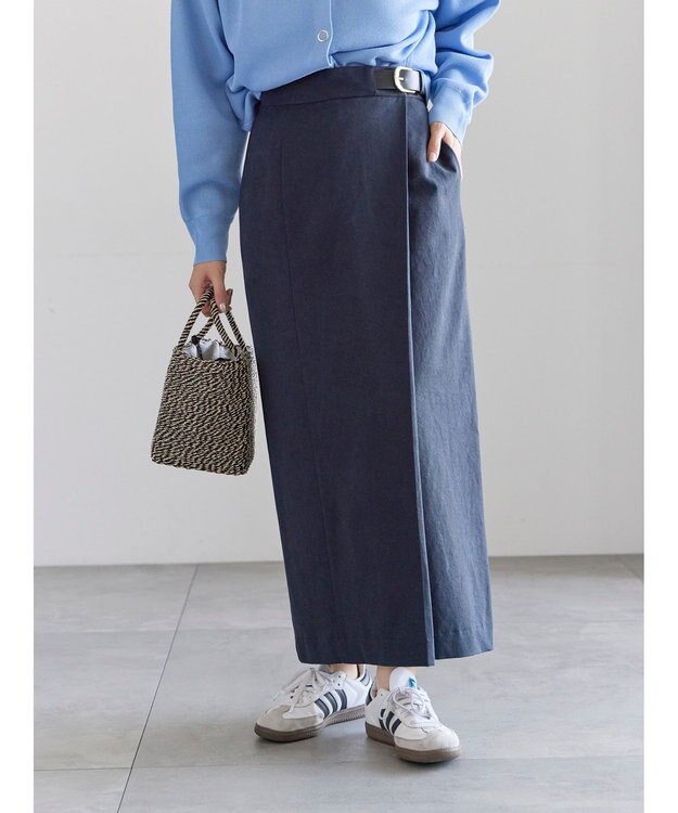 Te chichi サイドベルトチノタイトスカート ネイビー