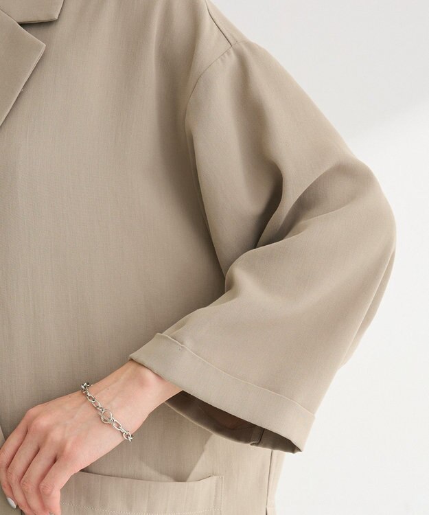 Green Parks 【適ON】シアーシャツジャケット Gray Beige