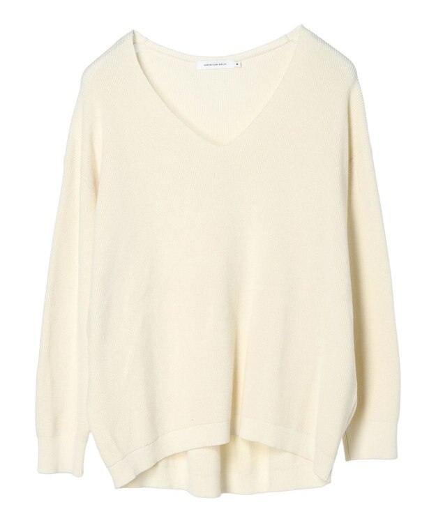 AMERICAN HOLIC Ｖネック片畦ニットプルオーバー Ivory