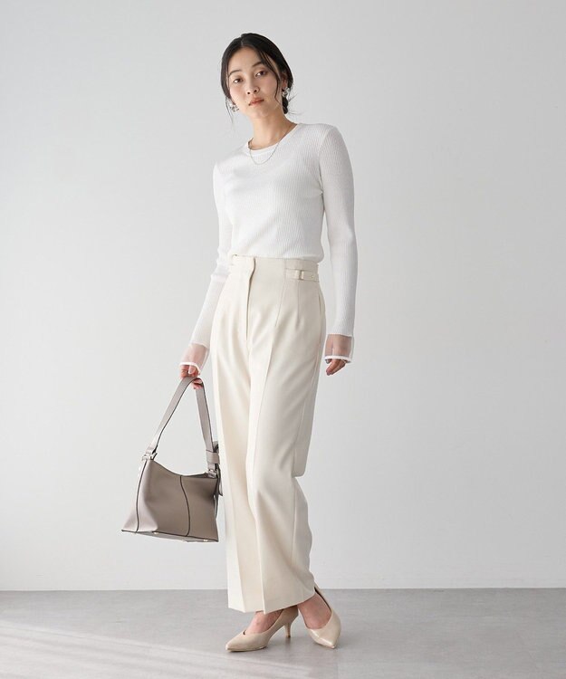 YECCA VECCA サイドベルテッドハイウエストパンツ Navy