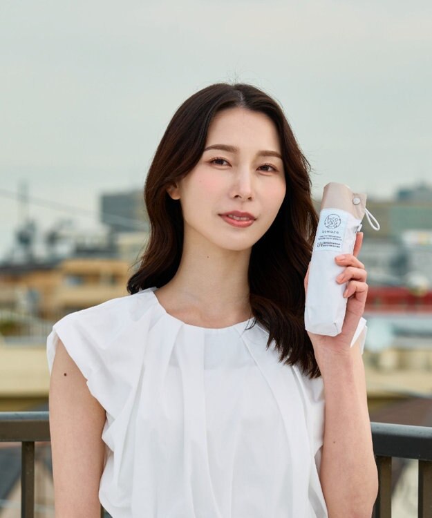 MOONBAT 【遮光100％/晴雨兼用】kowaza コワザ ライトウェイトカーボン ボーダー 折りたたみ傘 簡単に畳める傘 コンパクト 50cm ホワイト