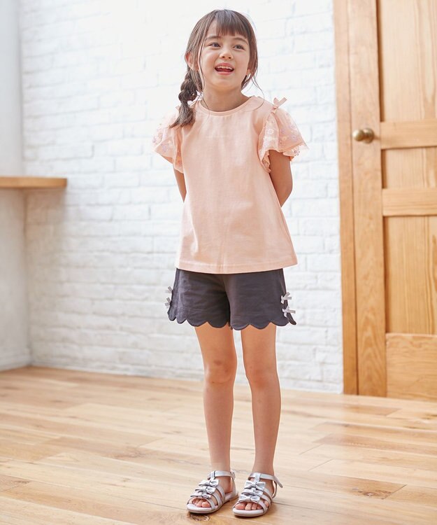 ANY KIDS フラワーチュール半袖Tシャツ ピンク系