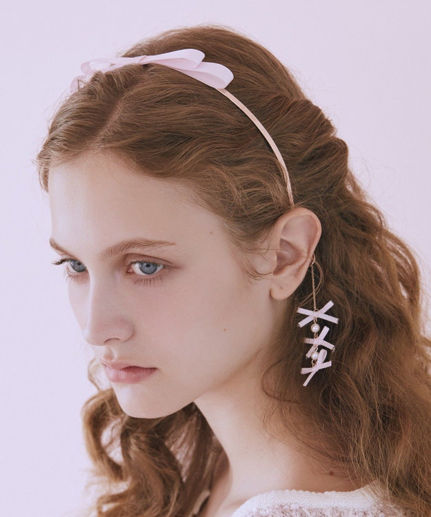 Maison de FLEUR ピンクマニアグログランリボンカチューシャ Pink