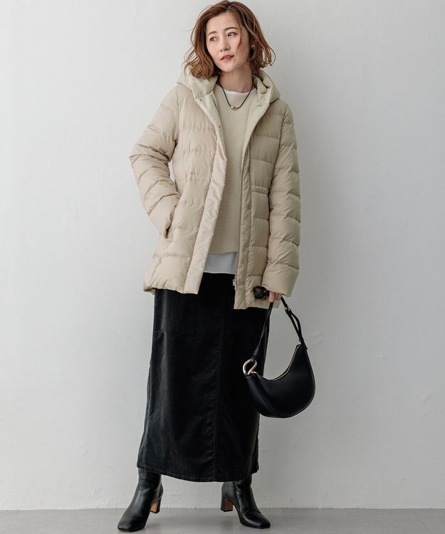 23区 【VERY掲載/新色追加】シレータフタ ミドル丈 ダウンコート ベージュ系