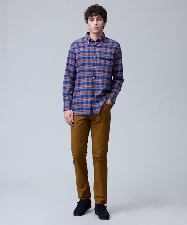 J.PRESS MEN テンセルミックスコットンネルシャツ / B.D. ネイビー系3