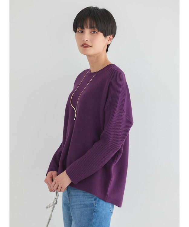 AMERICAN HOLIC バイパチ袖リブラグランニットプルオーバー Purple