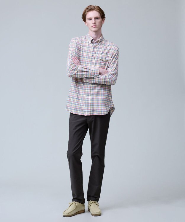 J.PRESS MEN テンセルミックスコットンネルシャツ / B.D. ホワイト系3