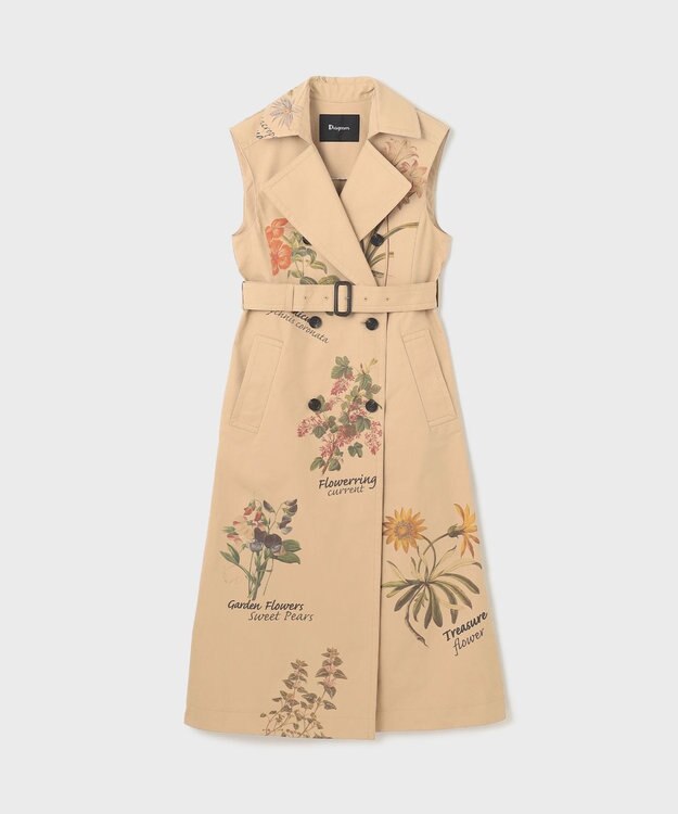 GRACE CONTINENTAL プリントトレンチワンピース ベージュ