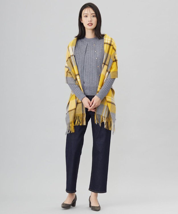 J.PRESS LADIES カシミヤチェック マフラー イエロー系3