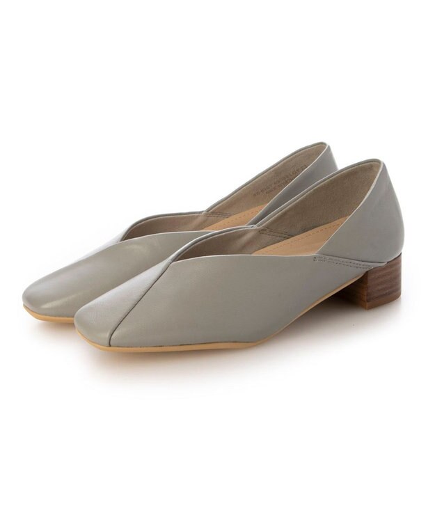 ing <ing>切り替えデザインローヒールパンプス ライトグレー