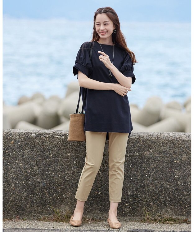 Tiaclasse 【小倉優子さん着用・日本製・洗える】サーラドライ・テーパードパンツ ベージュ