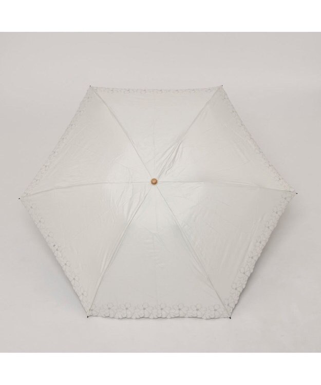 UNBILLION カシュネ cachenez / 【晴雨兼用】【日傘】UV カット率99％以上 PU軽量フラワー刺繍ミニ折りたたみ傘 ホワイト