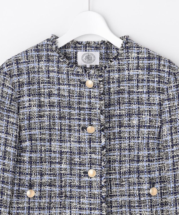 J.PRESS LADIES L ファニーツイード ジャケット ネイビー系