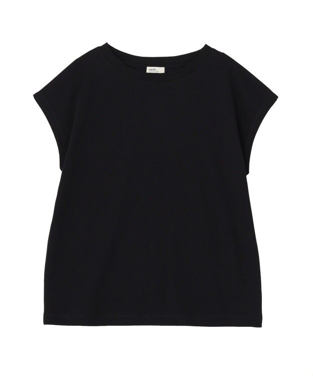 earth music&ecology 【遮熱・接触冷感・UVカット】フレンチスリーブTシャツ Black