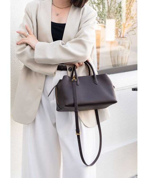 style code 【 通勤 可能】[Lyrss/リルス] 2WAY エレガント レザーハンドバッグ ダークブラウン