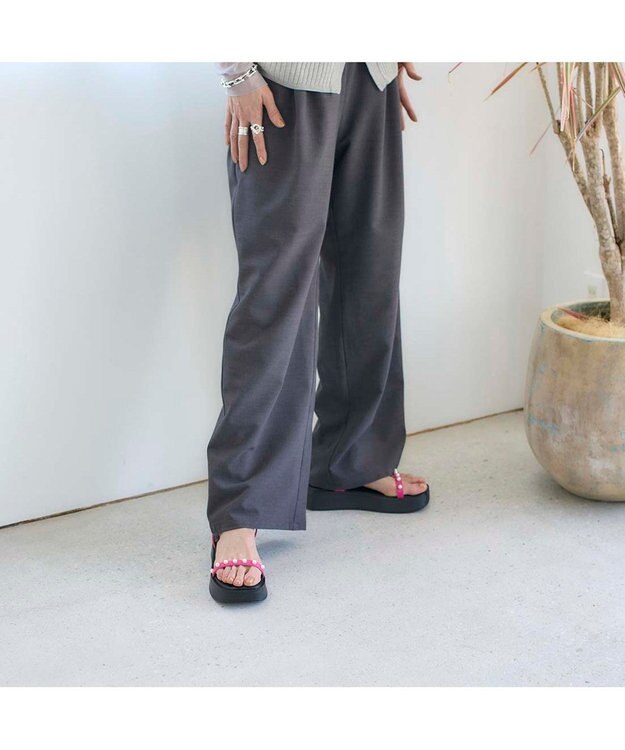 MODE ET JACOMO <noyau>パールデザイン厚底スポーツサンダル ピンク