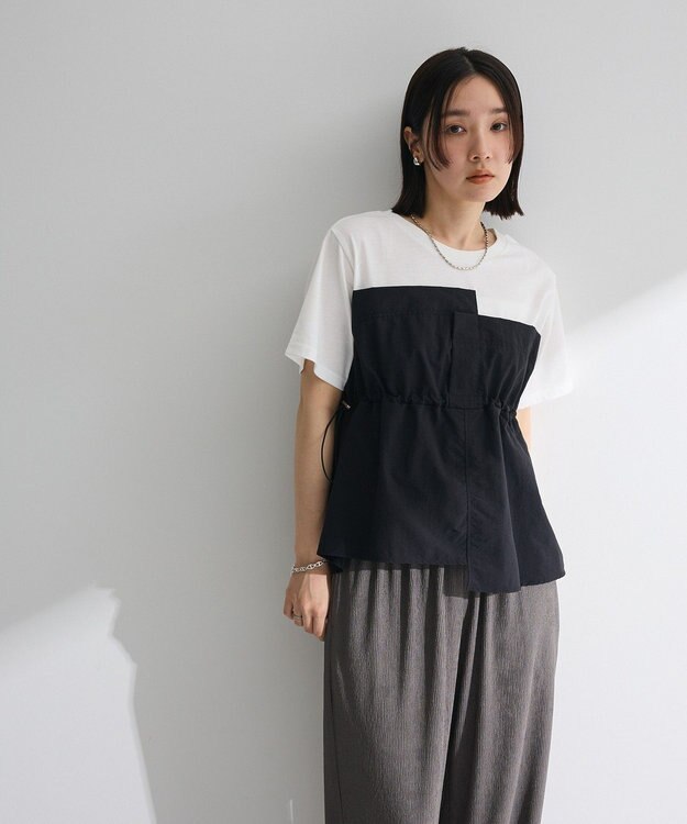 Green Parks ビスチェドッキングドロスト５分袖プルオーバー Khaki