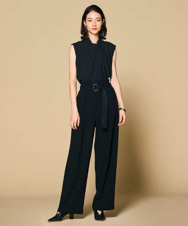 BEIGE， 【L-size】ANITA / ノースリーブタックブラウス Black