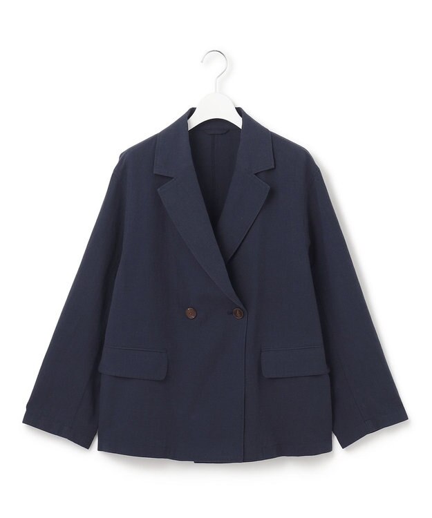 J.PRESS YORK STREET 【WOMEN】ワンウォッシュ リネンコットンジャケット ネイビー系