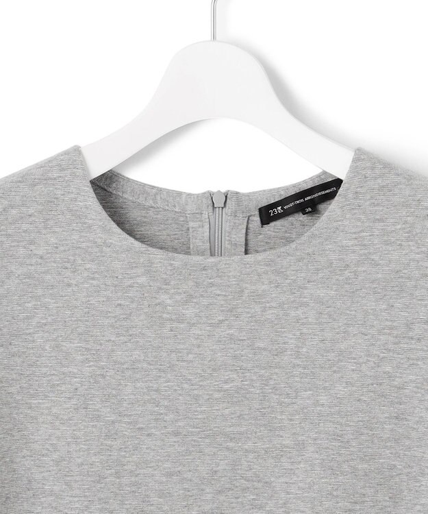 23区 S 【WEB&一部店舗限定カラーあり/洗える】ミラノリブ バイカラーニットワンピース ライトグレー×ラベンダー