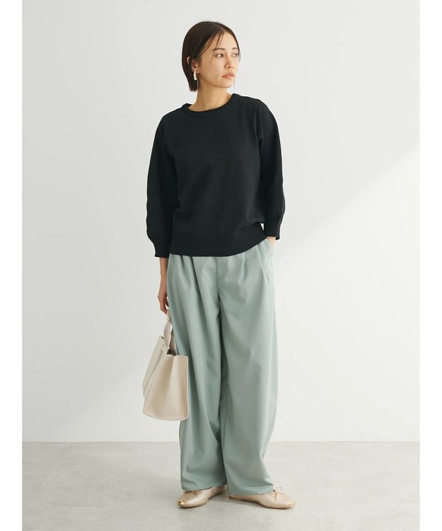 Green Parks 前後２ＷＡＹ　７分袖ハイゲージカーディガン Black