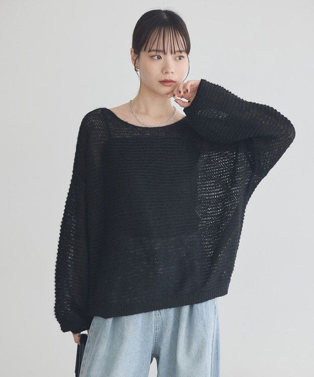 earth music&ecology ふんわりシアープルオーバー Black