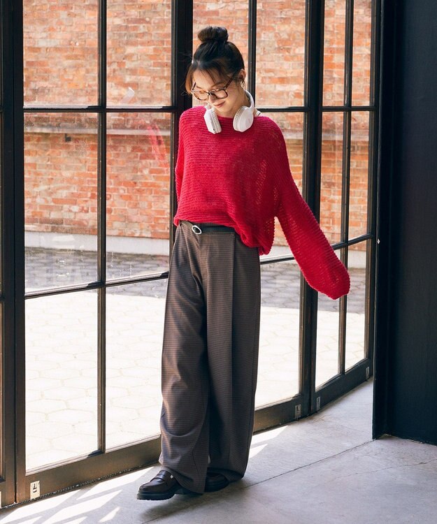 earth music&ecology ふんわりシアープルオーバー Red