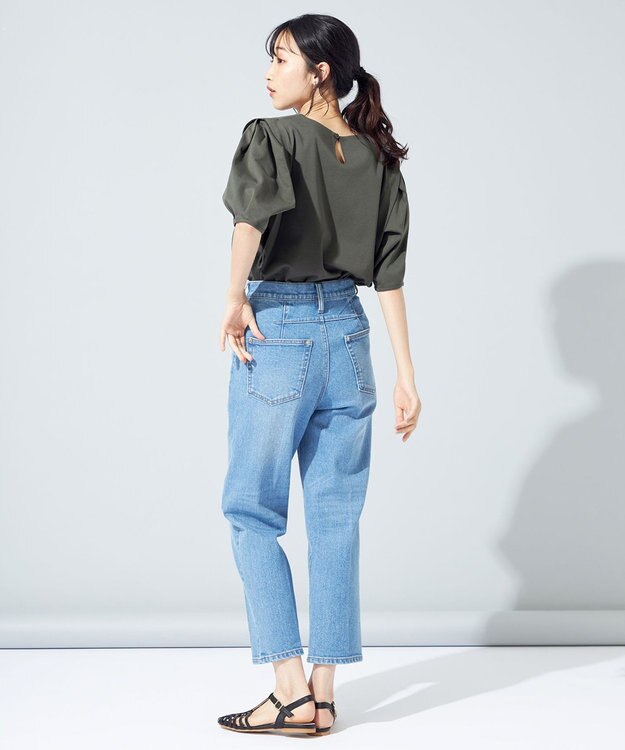 SHARE PARK LADIES センタープレスストレートデニム インディゴ