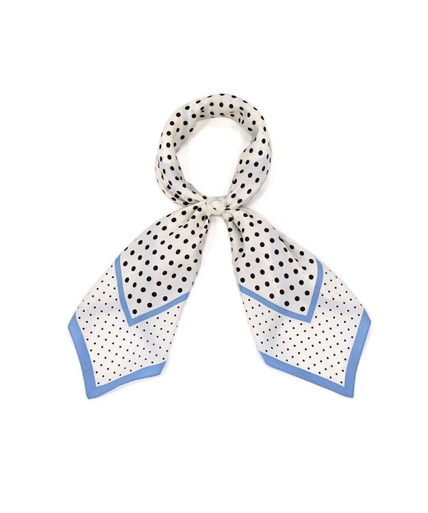 Marca 【Marcaオリジナル】ラインボーダードット 小判 シルクツイル スカーフ オフホワイト