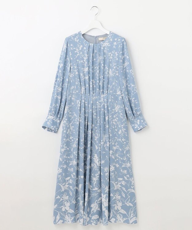 自由区 【XSサイズ～/洗える】グラデーションフラワープリント ワンピース スカイブルー系5