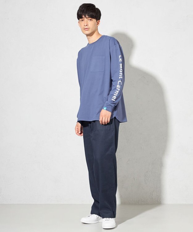 SHARE PARK MENS 【UNISEX】吸水速乾 ショルダーロゴロングスリーブTシャツ（L・XLサイズ） アッシュネイビー