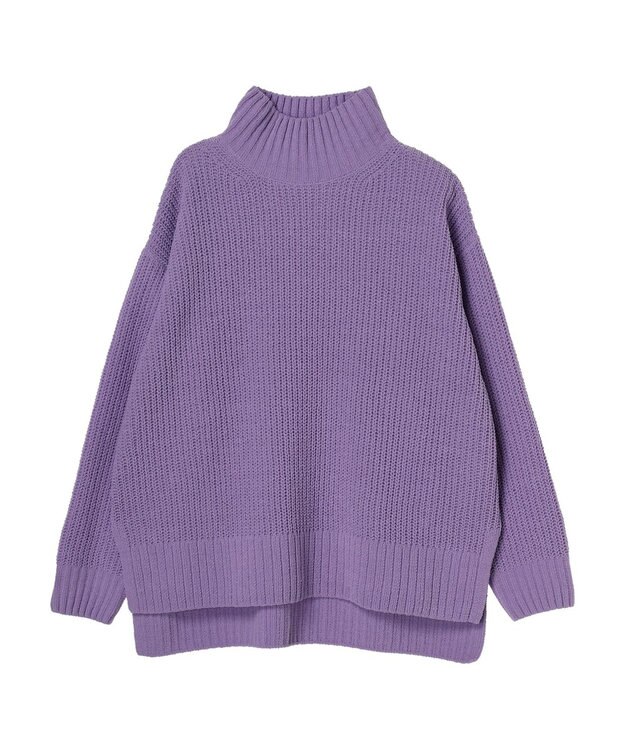 Green Parks ｍｏｋｏモール畦ニット前後差プルオーバー Purple