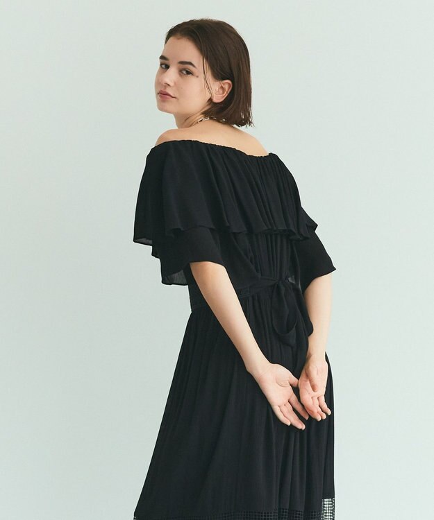 GRACE CONTINENTAL ラッフルレース切替マキシ ブラック