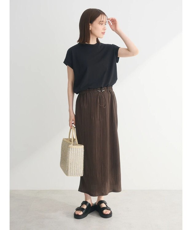 Green Parks プリーツドッキングフレンチワンピース Khaki