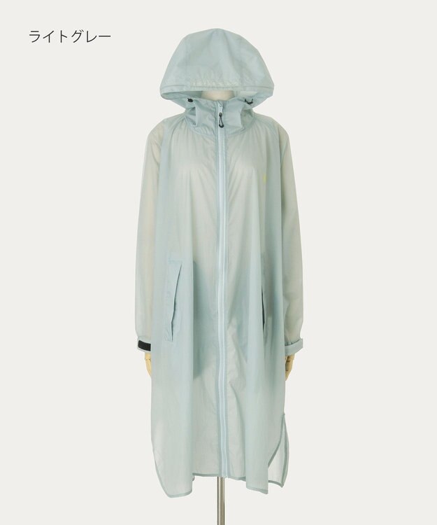 MOONBAT POLO RALPH LAUREN(ポロ ラルフローレン) ポロポニー レインコート ライトウェイト レインポンチョ  無地 フード 収納袋 レディース ライトグレー