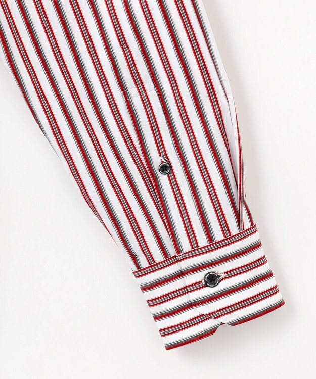 JOSEPH ABBOUD 【キングサイズ・ストレッチ・イージーケア】ジャージーストライプシャツ ワイン系1