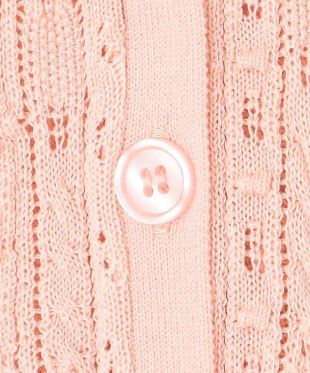 Feroux 【ご好評につき今季も登場！・洗える】透かし編み カーディガン ピンク系