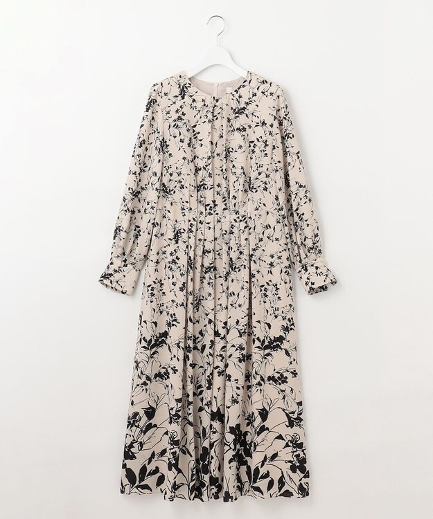 自由区 【XSサイズ～/洗える】グラデーションフラワープリント ワンピース ベージュ系5