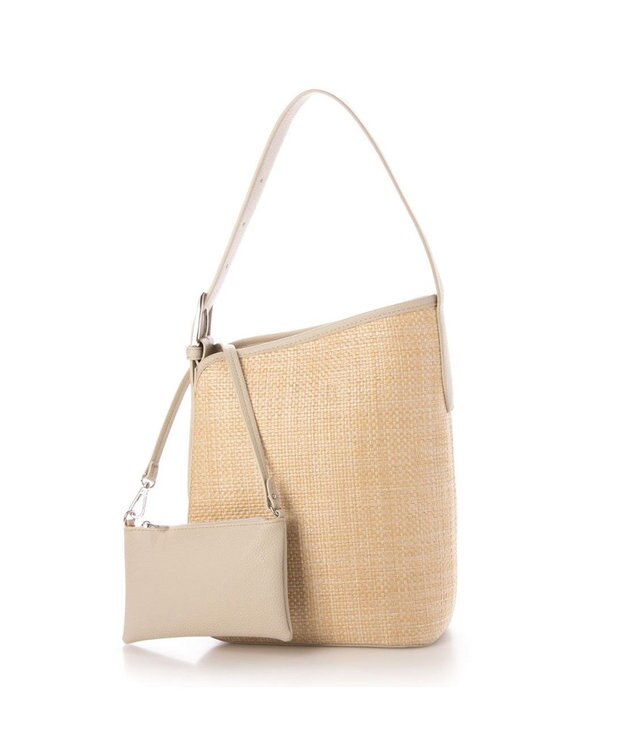 UNBILLION カシュカシュ cachecache / 雑材風アシンメトリートート アイボリー