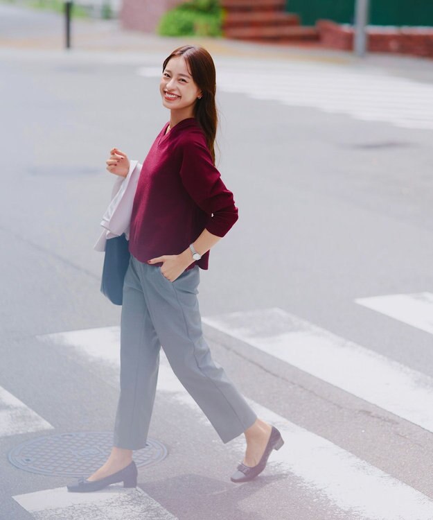 Tiaclasse 【洗える】テーパードパンツ チャコール