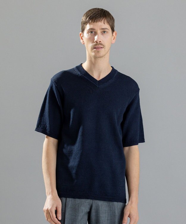 JOSEPH HOMME ラッスルギマ　Vネック半袖ニットＶＮ ネイビー系