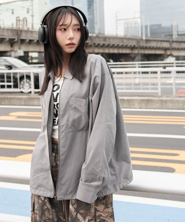 WEGO 【ユニセックス着用ITEM】フェイクスウェードシャツジャケット グレー