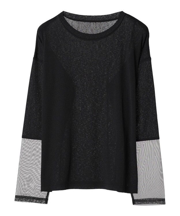 Green Parks 袖チュールドッキングプルオーバー Black