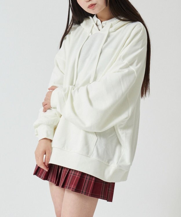 WEGO 【SCHOOLITEM】ルーズフィットプルパーカー オフホワイト