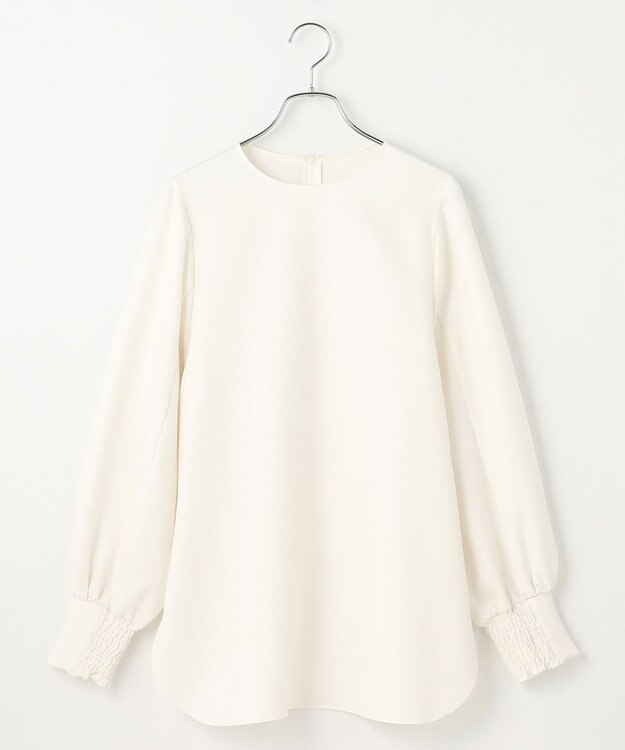 #Newans 【洗濯機可】シャーリングカフスパウダリーブラウス ホワイト